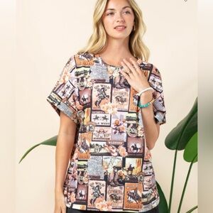 Pink Sunset Rodeo Collage Top